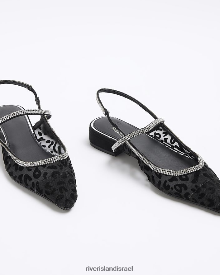 הַנעָלָה River Island נעלי ג'קארד יהלומי sling back שָׁחוֹר נשים BDZ408185