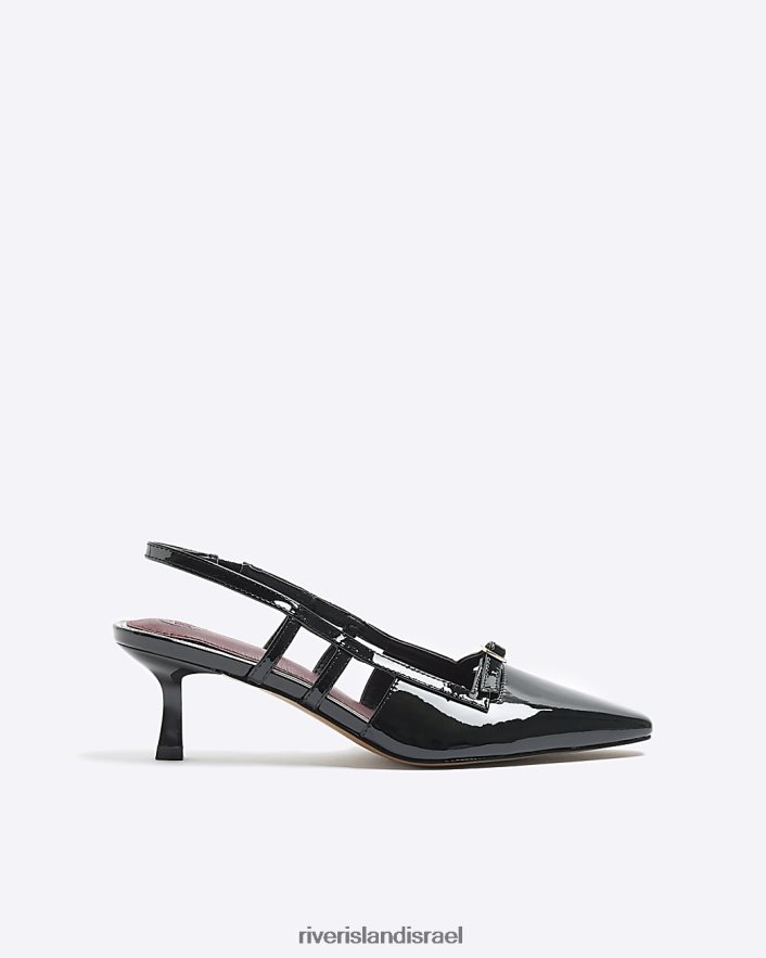 הַנעָלָה River Island פטנט נעל מגרש slingback שָׁחוֹר נשים BDZ408218