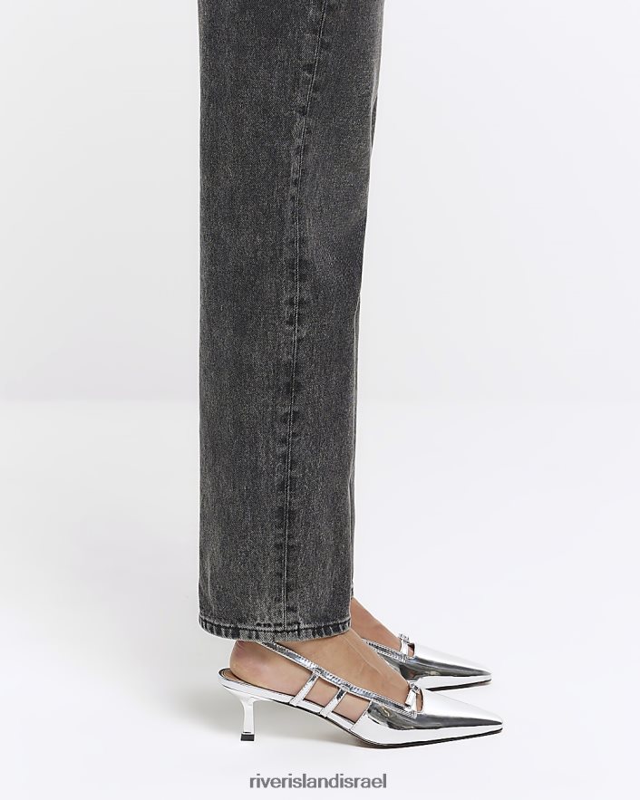 הַנעָלָה River Island נעלי מגרש slingback מטאליות כסף נשים BDZ408219